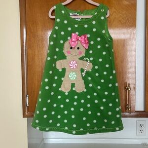 Green Polka Dot Gingerbread Dress Bonnie Jean Sz 6 Girls